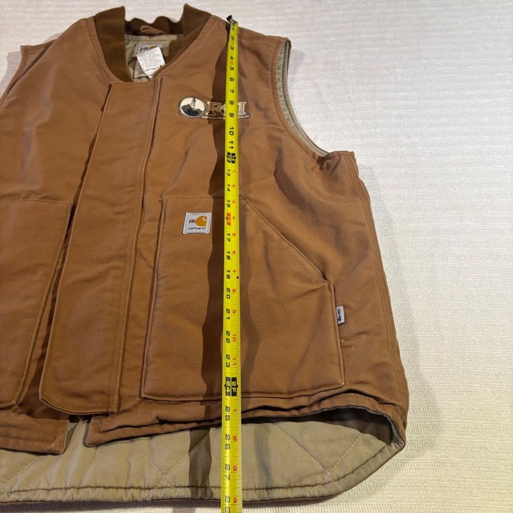 Carhartt FR Flame Resistant Duck Vest Brown Quilted Lining FRV036 BRN Large Reg - Picture 11 of 12
